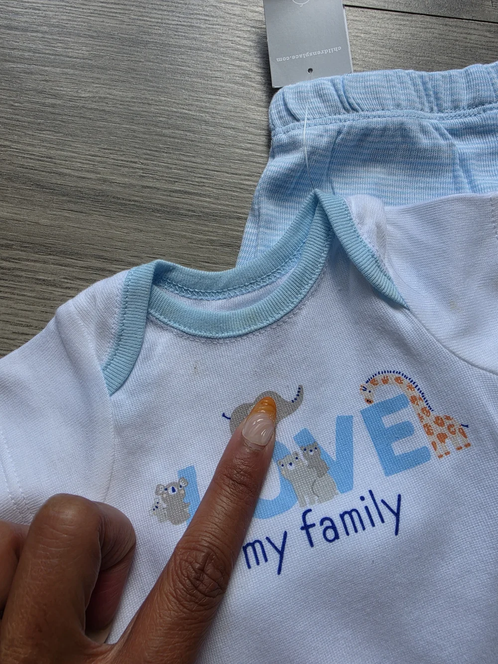 3/$6 Baby Blue 'Love My Family' Bodysuit & Footed Pant Set